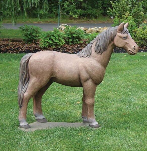 Mid sized horse sculpture made of cement concrete stone entryways